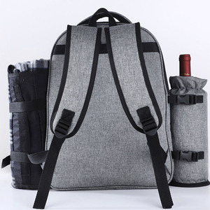 Kit de sac à dos de pique-nique, compartiment isolé professionnel, couleur grise, Durable, avec refroidisseur de bouteille latérale, nouveau - Product Image 4