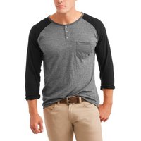 Tcr 50% polyester 25% pamuk 25% rayon heather erkek raglan henley örgü üst uzun kollu konfeksiyon henley t gömlek