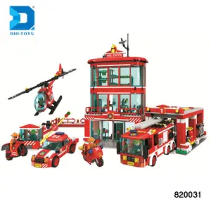 969 pcs塑料建筑玩具消防站积木儿童玩具套装