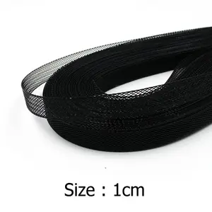 0.4 “(1.0厘米) 用于制作连衣裙的平直硬硬硬黑色平纹网马毛和制作连衣裙的 fascin帽头饰
