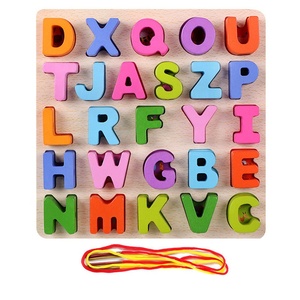 Multifunzione educativi colorato lettera numero di threading giocattolo di legno alfabeto puzzle per i più piccoli - Product Image 3