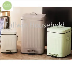 3 5 12 20 30 Litre Ribbed Square Pedal Trash Bin with Foot Pedal Bin with Lid For Easy Opening Closing Dustbin