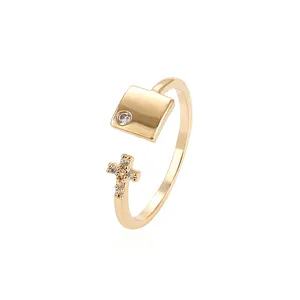 14852 Xuping 2017新款迪拜时尚珠宝戒指简约设计美丽十字架女士CZ戒指