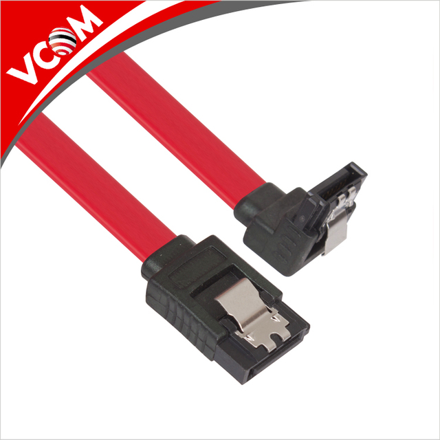 VCOM 45cm SATA III 6.0 Gbps Cable with Locking Latch Straight and Right Angle Plug S-ATA Internal Data Cable