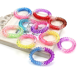 Classic Elastic <strong>Hair</strong> Tie Bracelet Women Accessories <strong>Hair</strong> Coil Girl Flexible Plastic Spring Phone Coil Gradient Kids <strong>Hair</strong> Ties - Product Image 5