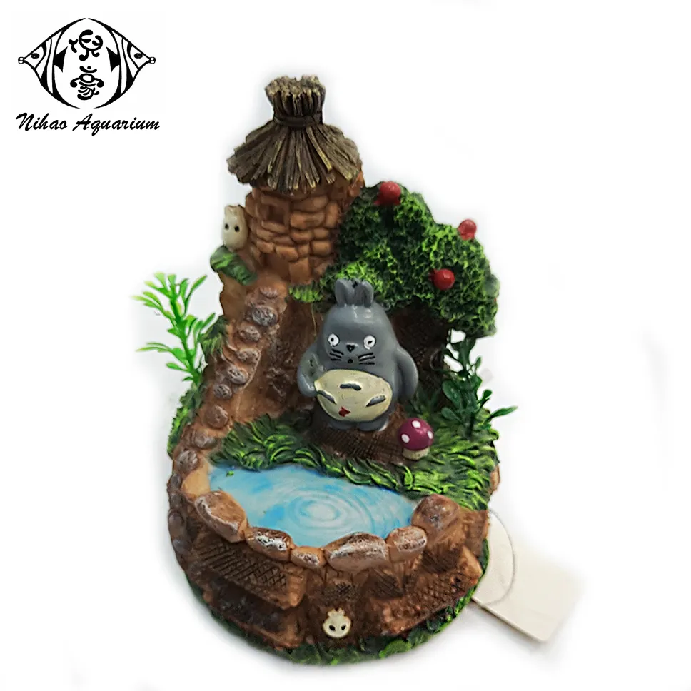 Resin Cartoon Figurine Totoro Aquarium Accessories Connected with Air Stone