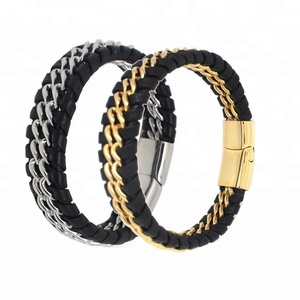 Nuovo Modello di <span class=keywords><strong>Bracciale</strong></span> da <span class=keywords><strong>Uomo</strong></span> Yudan Jewelry in Pelle <span class=keywords><strong>e</strong></span> Oro - Product Image 1