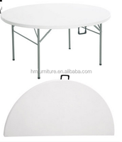Ensemble table et banc pliants modernes en plastique rond pour 6 places pour le camping, la cour d'école ou l'hôpital-Extérieur