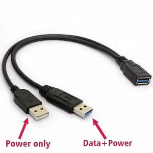 Dual Power Charger USB 3.0 Y Splitter Cable 1 Female 2 Male