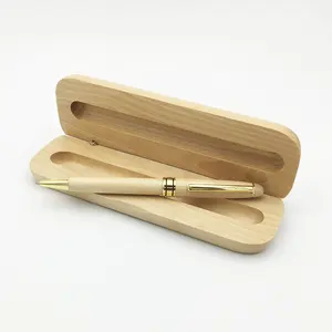 Hoge Kwaliteit Luxe Gift Pen Set Aanpassen Gegraveerd Logo Houten Pen Met Houten Doos