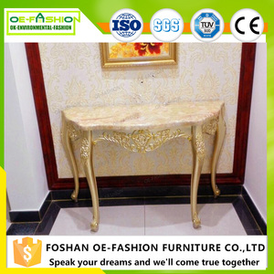 หรูหราโบราณสไตล์ฝรั่งเศสหินอ่อนด้านบนไม้แกะสลักผนังคอนโซลตาราง - Product Image 4