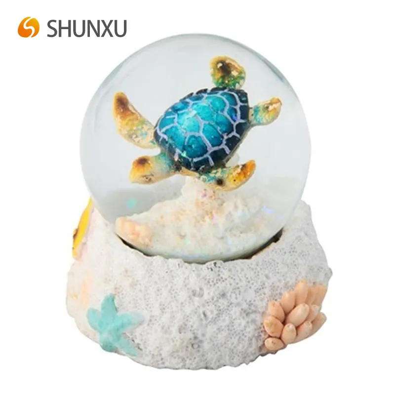 Fantasy Sea World White Base Blaue Meeres schildkröte Wasser Schneekugel Sammler figur Home Decor Souvenir Geschenk