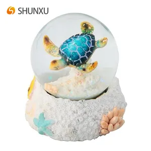 Fantasy Sea World White Base Blaue Meeres schildkröte Wasser Schneekugel Sammler figur Home Decor Souvenir Geschenk