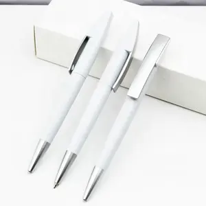 J-35批发制造商定制标志广告白色麻花动作圆珠笔促销塑料圆珠笔