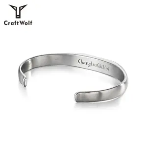 Craft Wolf-brazalete de acero inoxidable para hombre y mujer, joyería con logotipo personalizado, oro, plata, titanio, 316L, brazalete