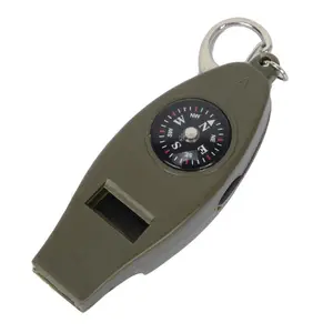 CE & Rosh 4 in1 multifunctionele outdoor survival gereedschap, kompas, thermometer, vergrootglas, fluitje met sleutelhanger