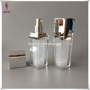 Plástico de lujo plaza vacía bomba sin aire 30 ml con tapa de plata - Product Image 1