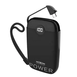 Mit eingebautem Kabel LCD-Display Mini Power Bank 10000mah MOXOM Kleine Power Bank Mit einem Lanyard