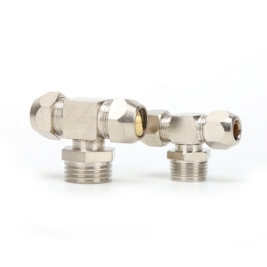 Joint <span class=keywords><strong>union</strong></span>-té de manchon de coupe mâle nickelé en laiton pour tube de cuivre pour les raccords pneumatiques - Product Image 3