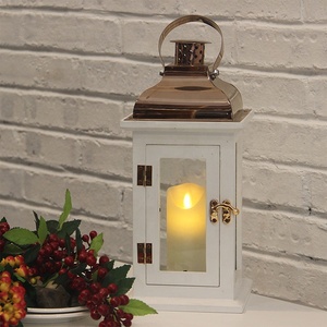 Wood White High Quality Battery Operated Wedding Decoration Metal Candle Holder Square <strong>Wooden</strong> <strong>Lantern</strong> for Candle - Product Image 4
