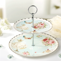 Vaisselle jetable en porcelaine et céramique à 2 maillons, vaisselle à bord doré, Design Floral, service de table, vente en gros