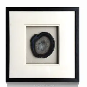 20x20 인치 천연 마노 슬라이스 벽 아트 그림자 상자 블랙 PS 프레임 - Product Image 1