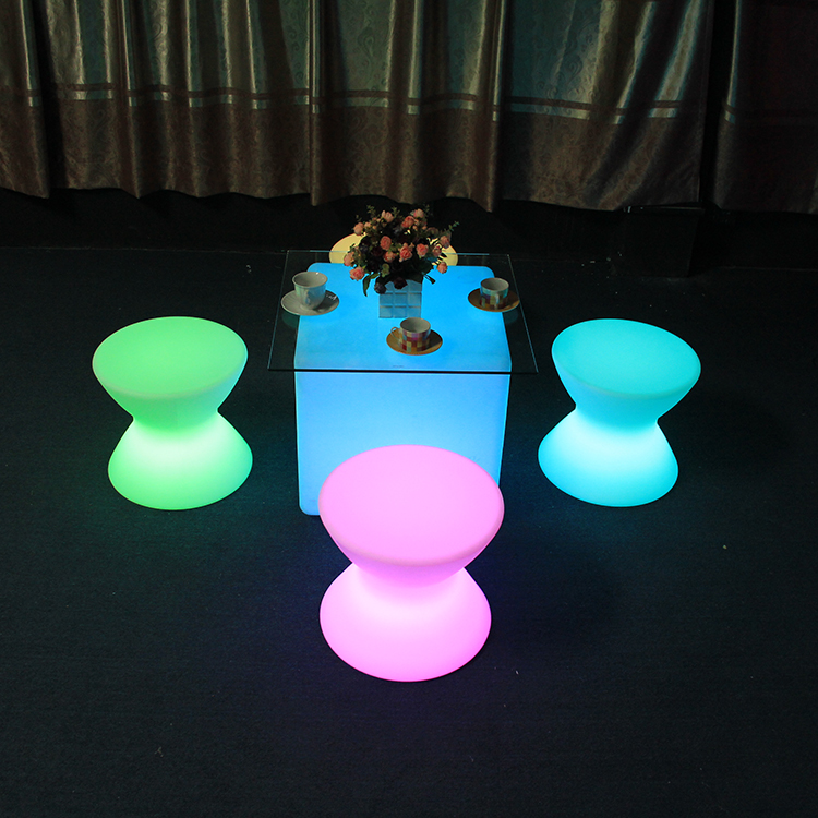 RGB цвет пластиковые изменение комплексные столы и стулья для светящийся стул со светодиодной лампой