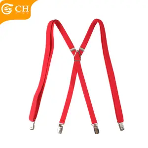 High Quality Custom Red Plain Elastic Suspender for Men