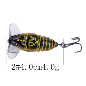 Üst su balıkçılık lures Cicada Sinek balıkçılık cazibesi Plastik Pesca artificiais Yemler Wobblers Crankbait Yüzen popper böcek Yem