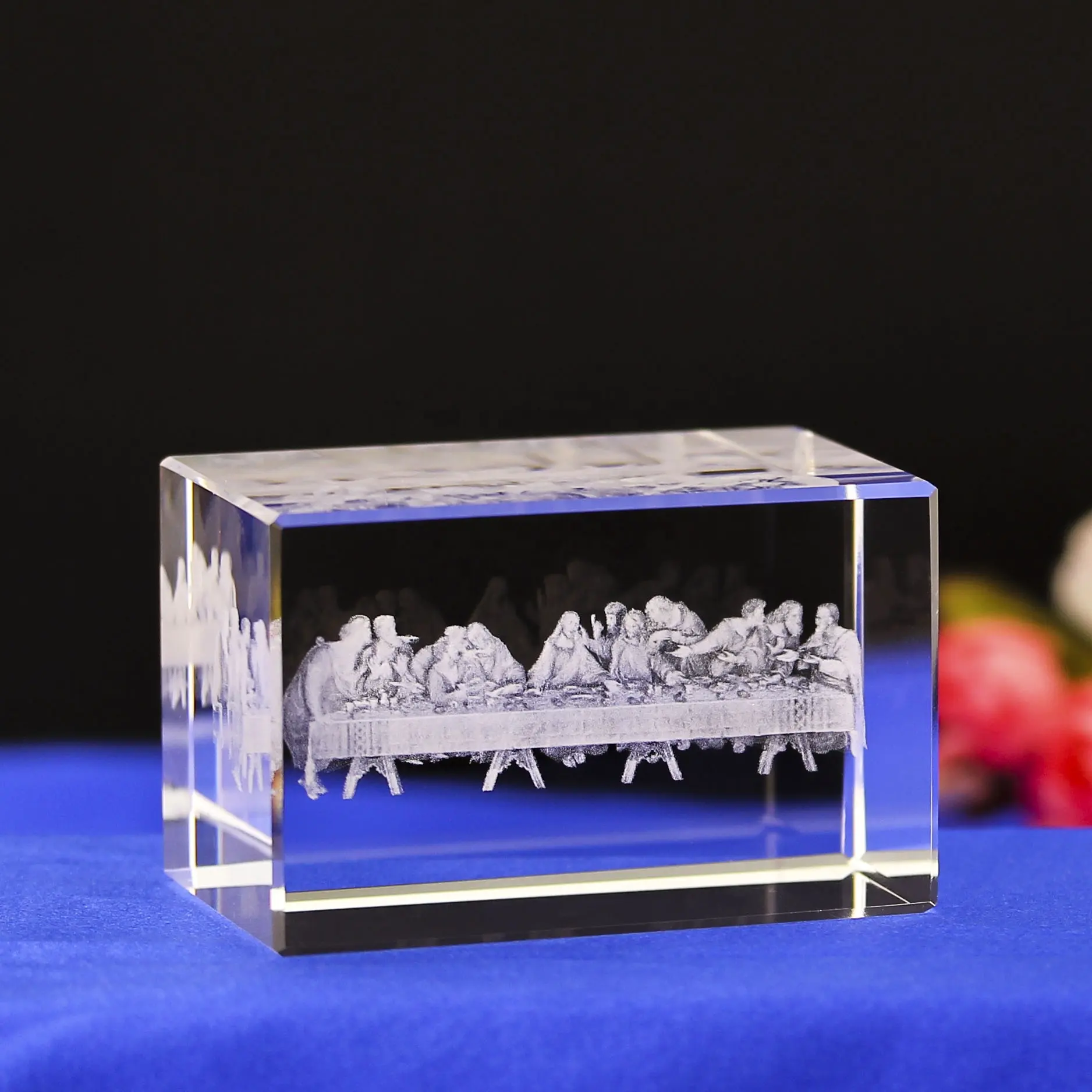 Immagine unica 3D cristallo L'ultima Cena cubo Souvenir santo regali religiosi in bianco di cristallo per incisione