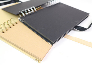 6x8 In Oro Rilegatura A Spirale 350g di Spessore Pagine Nero di Carta Scrapbook <span class=keywords><strong>Album</strong></span> Con Nastro di Seta - Product Image 6