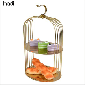 Dubai büfe dekorasyon düğün kuş kafesi fantezi çelik tatlı büfe altın kek standı kafes 3 katmanlı düğün kuş kafesi standı - Product Image 4