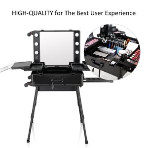 Hộp Đựng Đồ Trang Điểm Đi Du Lịch, Kèm Gương Và Đèn, Bộ Hộp Đựng Mỹ Phẩm Vanity, Hộp Đựng Mỹ Phẩm, Vali Kéo Nghệ Sĩ Di Động - Product Image 3