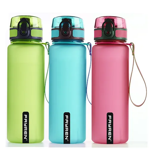FAYREN en çok satan seyahat tur su şişeleri ile özel Logo plastik klasik içme spor su şişesi ile halat