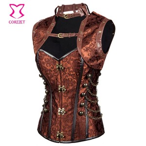 Corsetto marrone Gothique Steampunk giacca completo Burlesque Sexy donna foto corsetto Slim Fit - Product Image 2