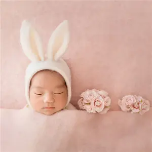 Handmade Newborn Photography rabbit bonnet Baby girl Animal hat photo props Wool Felted Lovely Bunny hat