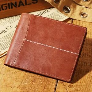 Dreamtop DTA333 brown leather slim wallet clip Guanghzou ORM customized man lether wallet