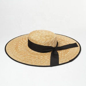Hot Bán Mùa Hè Phụ Nữ Bãi Biển Hat Sang Trọng 15Cm <span class=keywords><strong>Big</strong></span> Brim Lúa Mì Tự Nhiên Rơm Boater Hat Với Ràng Buộc Bow Trim - Product Image 2
