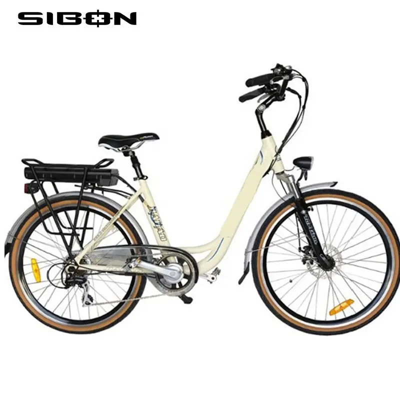 SIBON B0510121 CE 250W lithium battery 36V brushless motor suspension fork aluminium alloy frame 7 speed lady electric bicycle