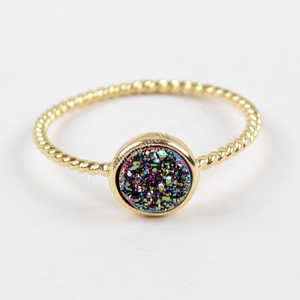 ZG0285 cincin <span class=keywords><strong>druzy</strong></span> batu permata asli wanita, perhiasan modis - Product Image 5