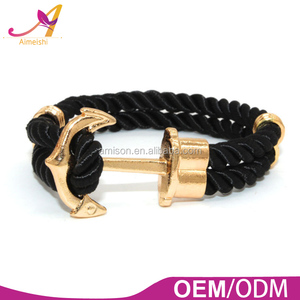 Moda Vintage Estilo Antiguo de la Aleación <span class=keywords><strong>del</strong></span> Ancla Cuerda Trenzada De Poliéster Para Hombre Pulsera de Anclaje - Product Image 6