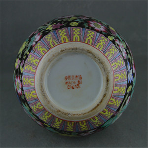 Cinese retrò fatti a mano pesante famille rose di porcellana di ceramica nero vasi per la vendita al dettaglio - Product Image 5