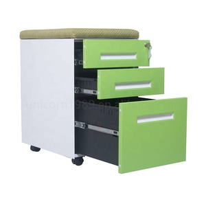 Gabinete de archivo moderno de acero Precio barato de fábrica Base de 5 rodillos Oficina Soporte vertical Escritorio Móvil Cerradura de llave de 3 cajones - Product Image 1