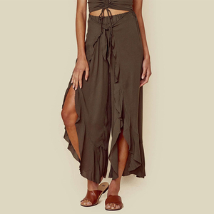 <span class=keywords><strong>Pantalones</strong></span> de Rayón Cómodos Estilo Bohemio Chic con Volantes Fluidos, Estilo Hippie Gitano para Mujer - Product Image 5