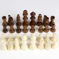 पूरा लकड़ी शतरंज टुकड़े (32 टुकड़े), किंग्स के साथ लकड़ी प्रतिस्थापन शतरंज आंकड़े, क्वींस, महल, शूरवीरों और प्यादे