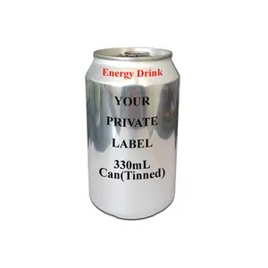 Taurin ile özel etiket karbonatlı enerji İçeceği 330ml Can (konserve)