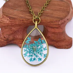 Bijoux de collier, médaillon à fleurs séchées, 1 pièce