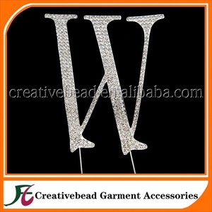 Métal strass argent gâteau Toppers dans ne importe quelle Script lettre A B C D <span class=keywords><strong>E</strong></span> F G H J K L M N P R S T V W Z et gâteau topper - Product Image 5