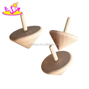 New hottest educational kids wooden spinning top toy in natural wood W01B078