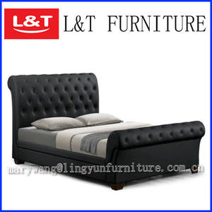 Modern Factory Price Hot <strong>Sale</strong> Luxury Big <strong>Sleigh</strong> Leather <strong>Bed</strong> - Product Image 2
